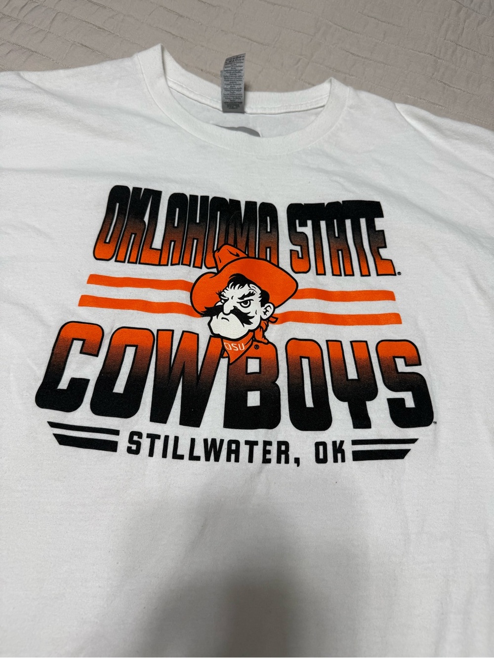 Oklahoma State Cowboys White Graphic Tee - Orange & Black